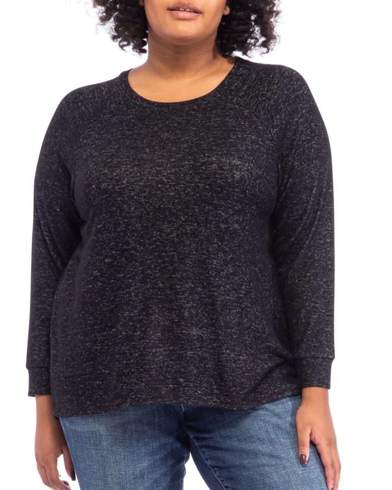 Front of plus size Meredith Split Back Cozy Tee by B COLLECTION BY BOBEAU CURVY | Dia&Co | dia_product_style_image_id:175095